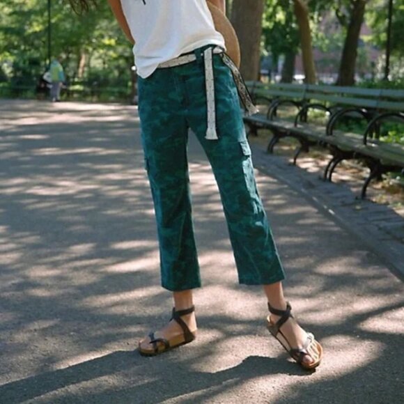 Anthropologie Austin Green Blue Camo Blend Cropped Cargo Pant 28 - Picture 12 of 12